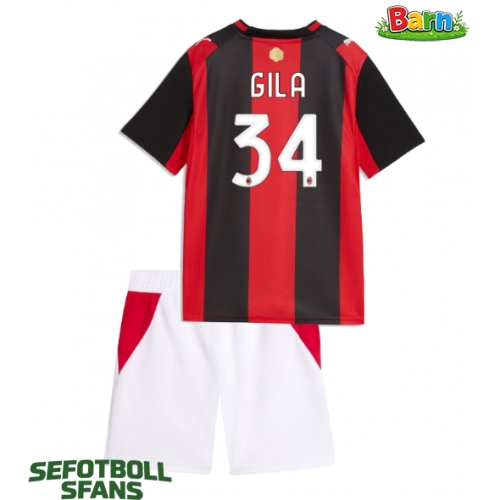 AC Milan Mario Gila #34 Hemmaställ Barn 2026-27 Kortärmad (+ Korta byxor)